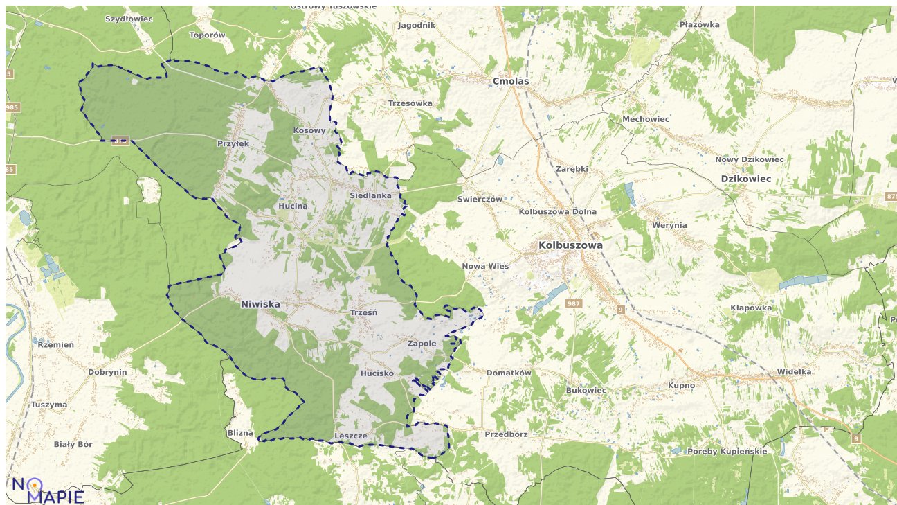 Mapa obszarów ochrony przyrody Niwisk