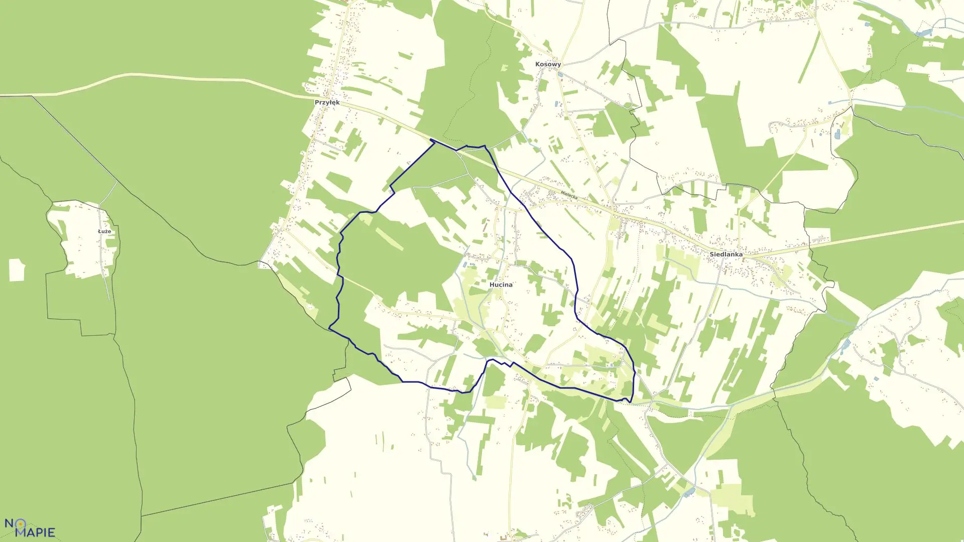 Mapa obrębu Hucina-Staszówka w gminie Niwiska
