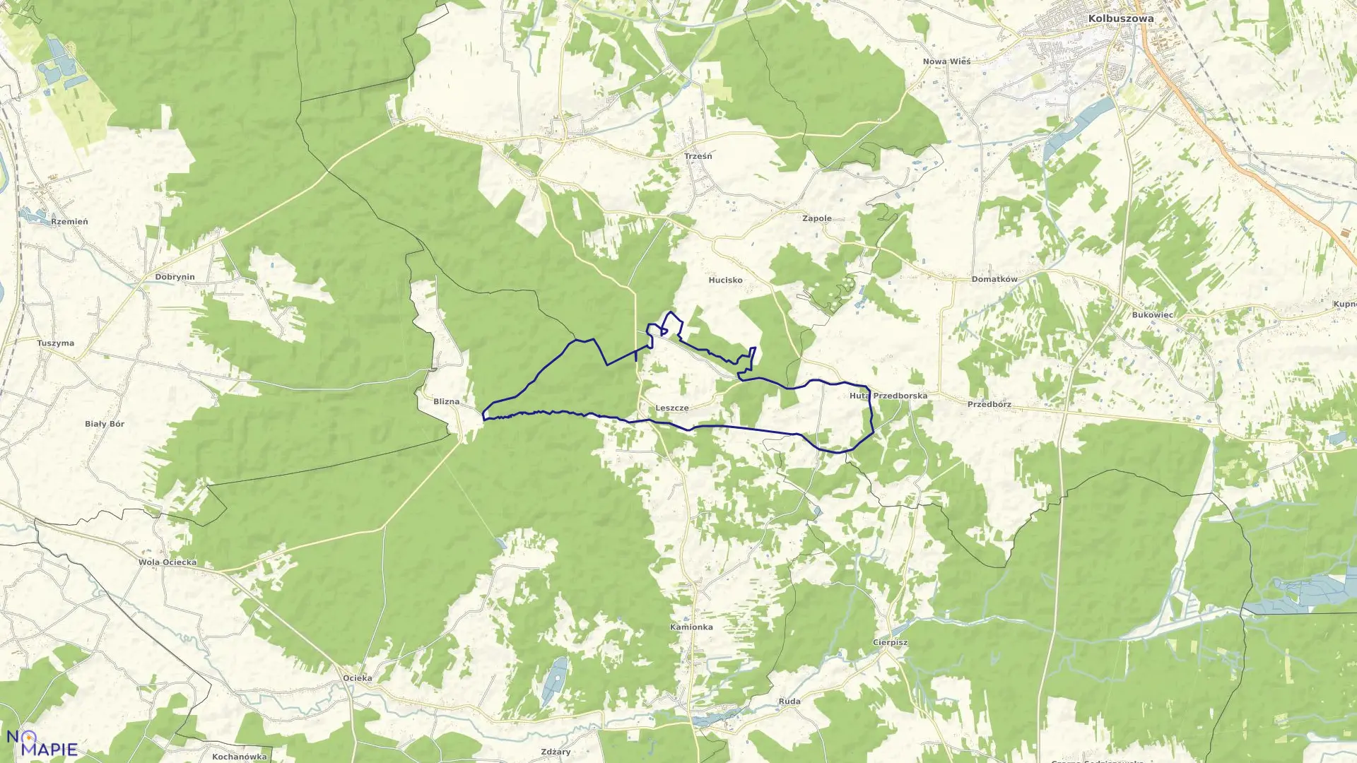 Mapa obrębu Leszcze w gminie Niwiska