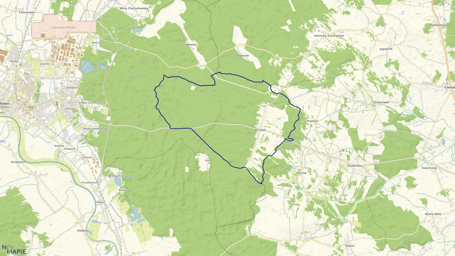 Mapa obrębu Przyłęk w gminie Niwiska