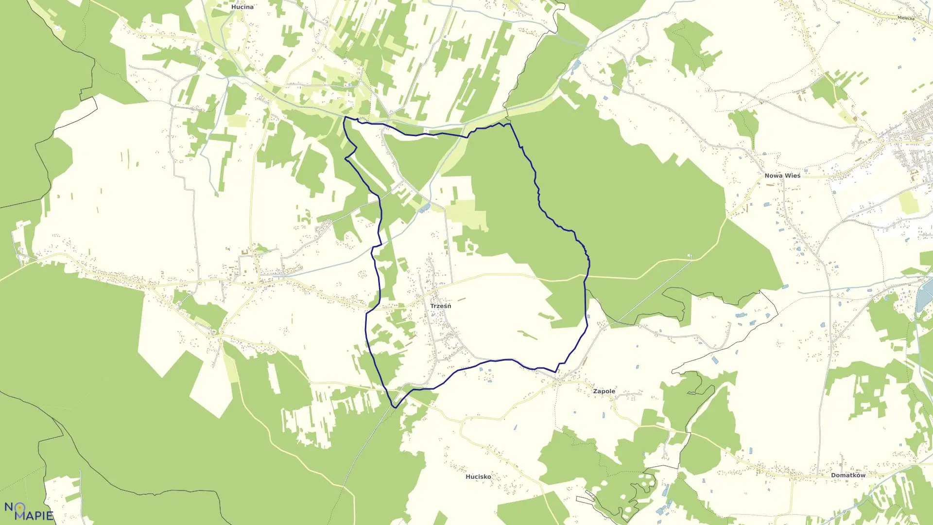 Mapa obrębu Trześń w gminie Niwiska