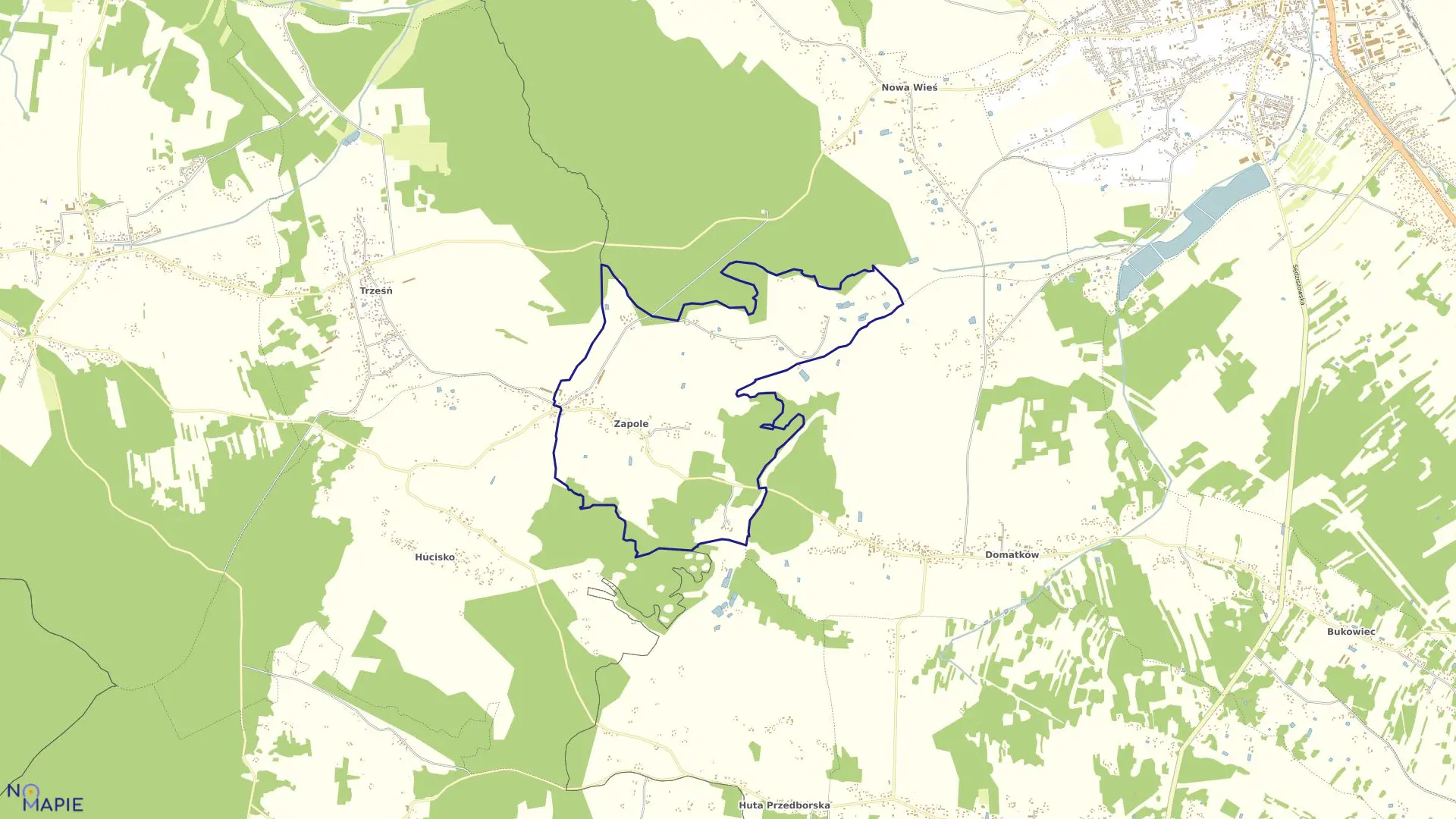 Mapa obrębu Zapole w gminie Niwiska
